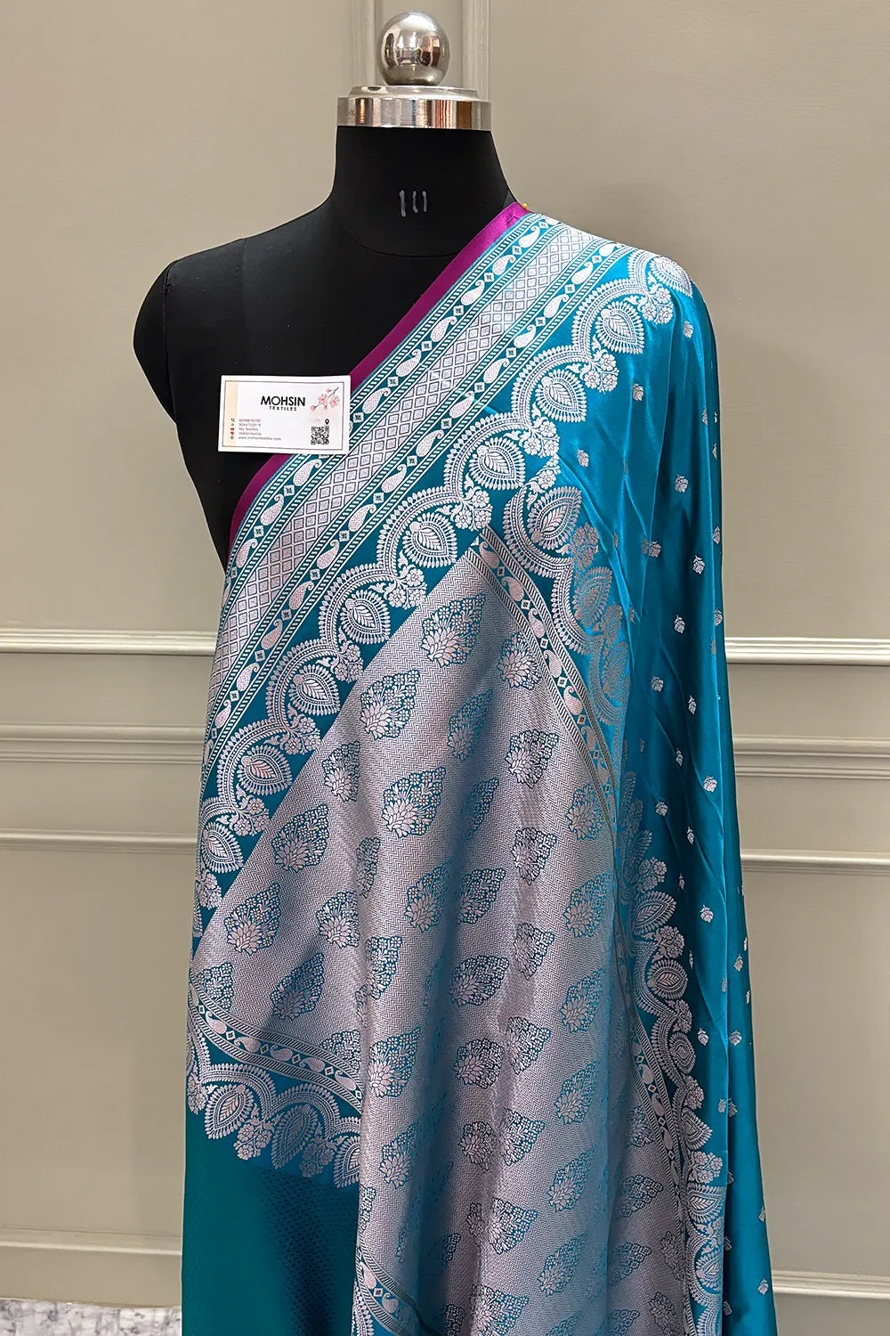 Teal Jadi Buti Katan Silk Banarasi Saree