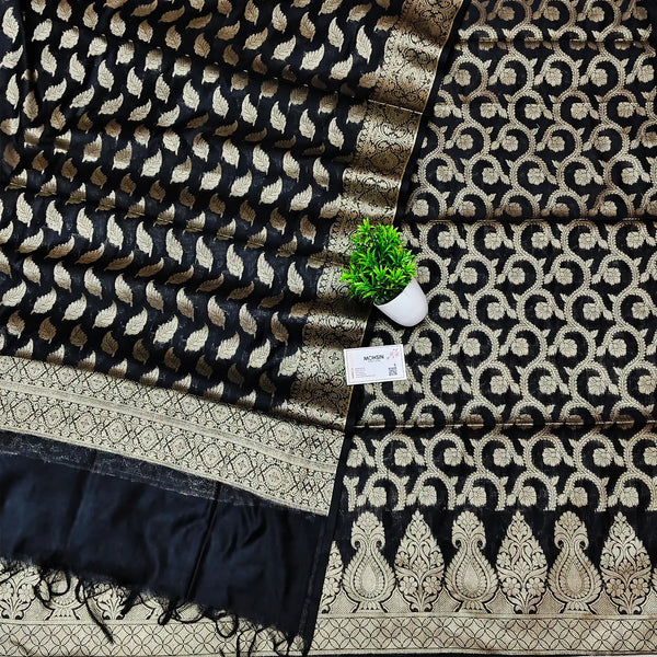 Black Kalgha Jaal Banarasi Silk Suit