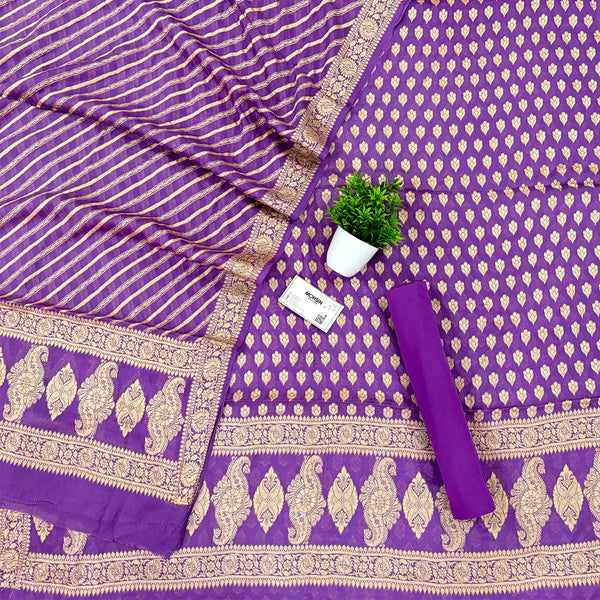 Lavender Jaguar Kalli Georgette Silk Banarasi Suit