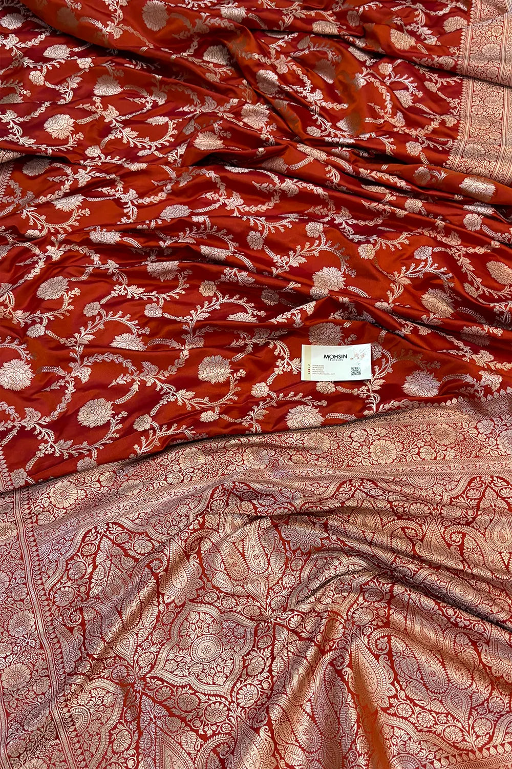 Orange Laabela Jaal Katan Silk Banarasi Saree