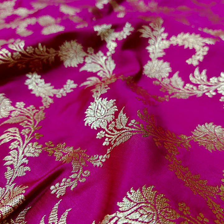 Pink Moglai Jaal Katan Silk Banarasi Saree