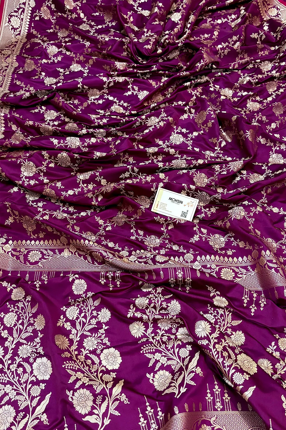 Purple Jhanjaal Katan Silk Banarasi Saree