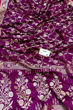 Purple Jhanjaal Katan Silk Banarasi Saree