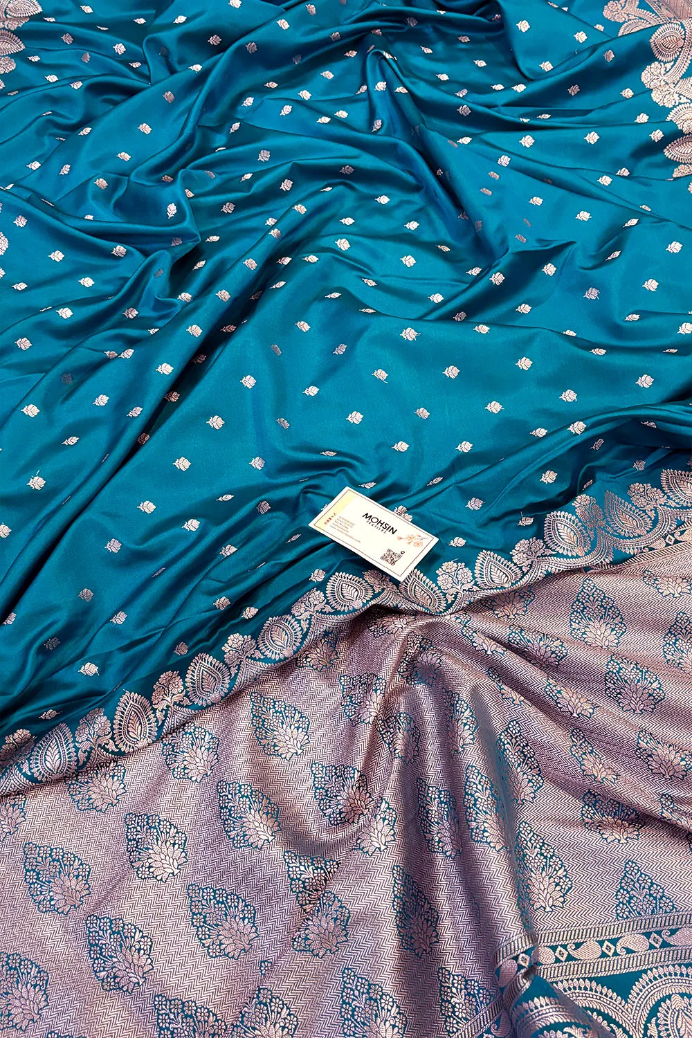 Teal Jadi Buti Katan Silk Banarasi Saree