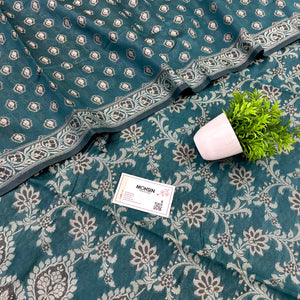 Teal Mogambo Jaal Cotton Silk Banarasi Suit