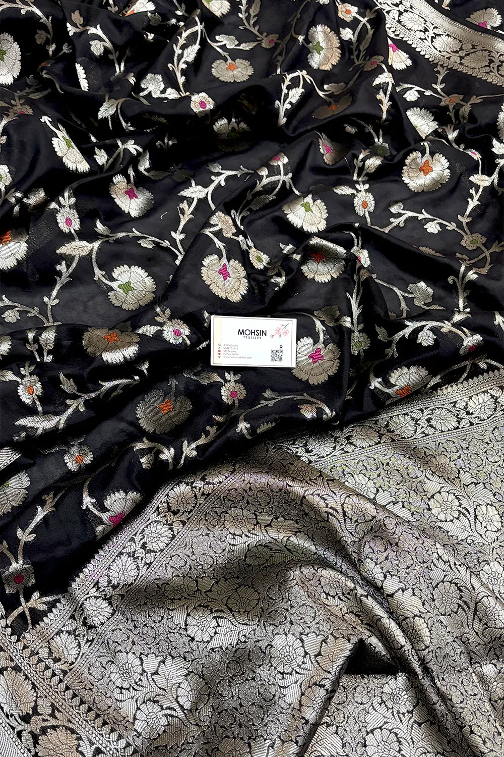 Black Zari Georgette Silk Banarasi Saree