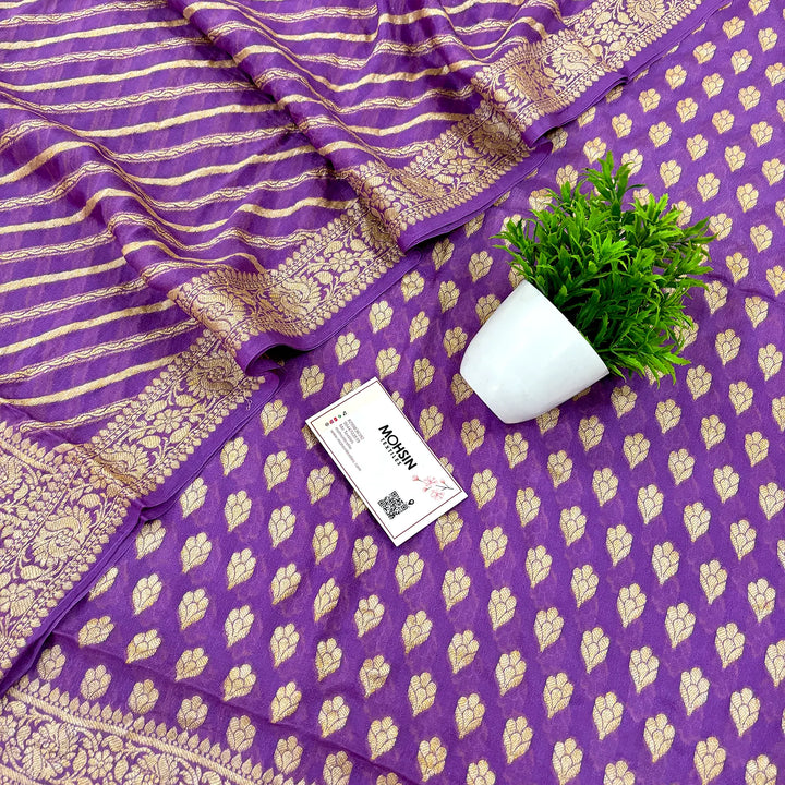 Lavender Jaguar Kalli Georgette Silk Banarasi Suit