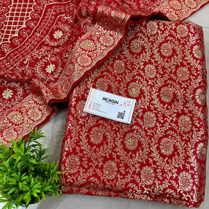 Red Stone Work Kimkhab Silk Banarasi Gharara