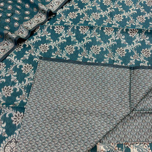 Teal Mogambo Jaal Cotton Silk Banarasi Suit