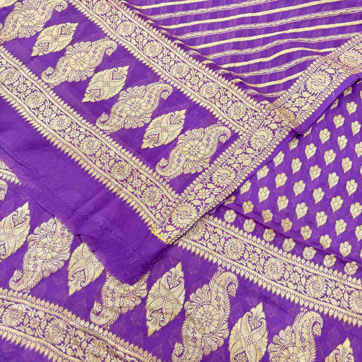 Lavender Jaguar Kalli Georgette Silk Banarasi Suit