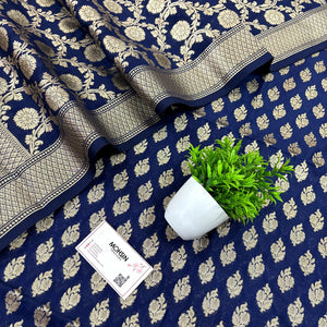 Navy Blue Guldaan Katan Silk Banarasi Suit