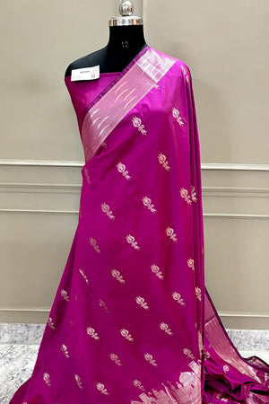 Pink Kalyug Satin Silk Banarasi Saree