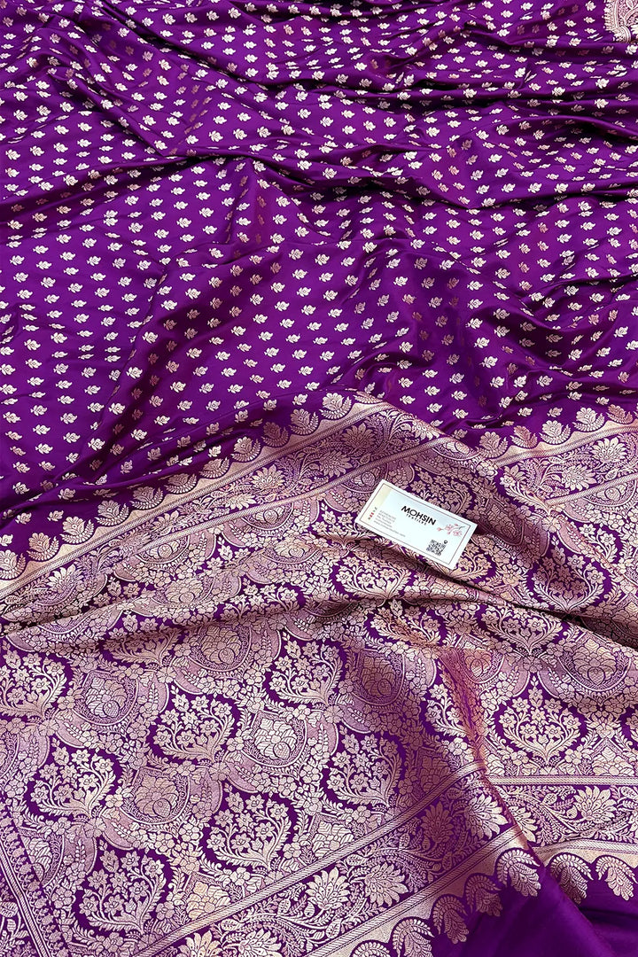 Purple Chunni Buti Katan Silk Banarasi Saree