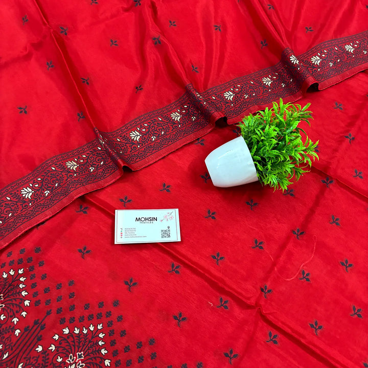 Red Jhilmila Taj Dola Silk Banarasi Suit