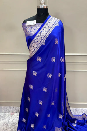 Royal Blue Kohinoor Buti Katan Silk Banarasi Saree