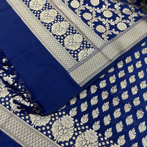 Navy Blue Guldaan Katan Silk Banarasi Suit