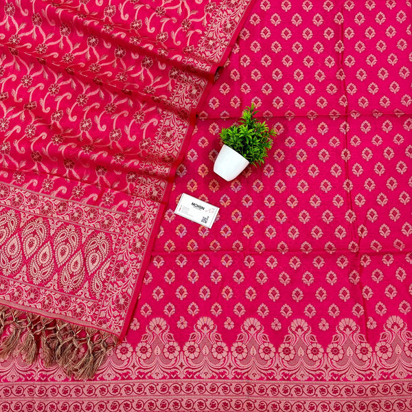 Pink Hukum Patti Cotton Silk Banarasi Suit