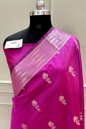 Pink Kalyug Satin Silk Banarasi Saree