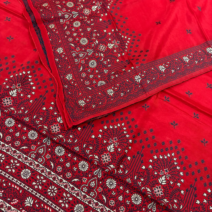 Red Jhilmila Taj Dola Silk Banarasi Suit