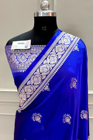 Royal Blue Kohinoor Buti Katan Silk Banarasi Saree