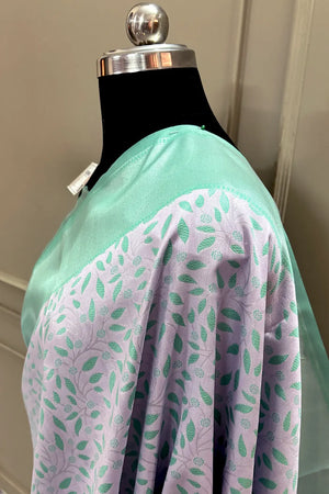 Mauve and Sea Green Resham Zari Banarasi Silk Saree