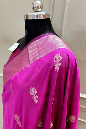 Pink Kalyug Satin Silk Banarasi Saree