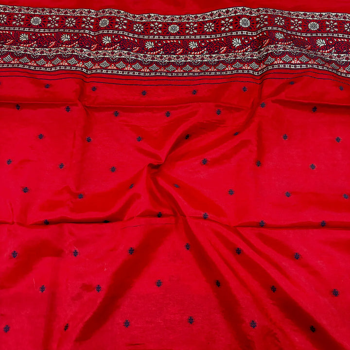 Red Jhilmila Taj Dola Silk Banarasi Suit