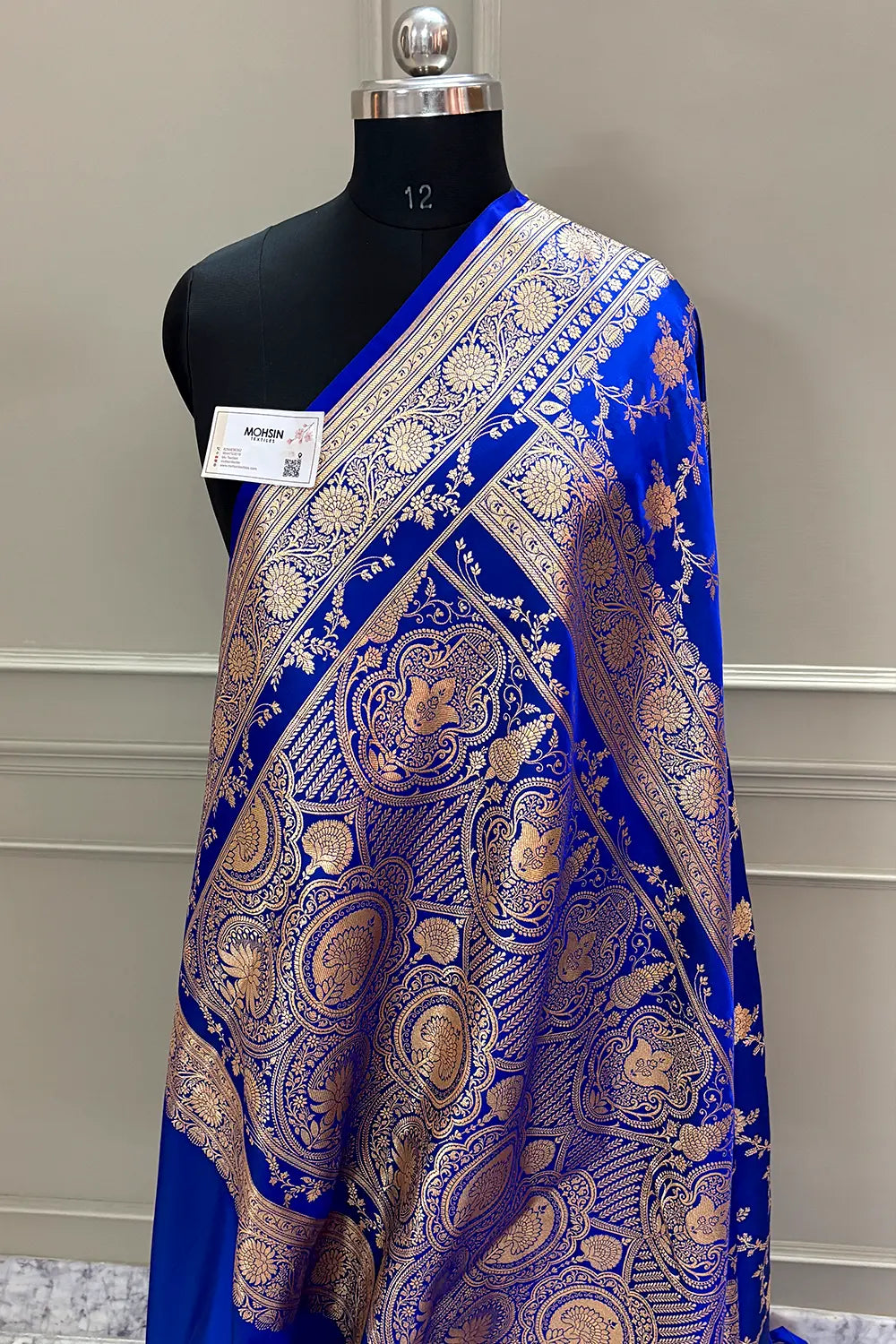 Royal Blue Akbari Jaal Katan Silk Banarasi Saree