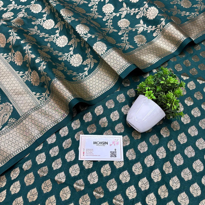 Teal Gumbad Buti Katan Silk Banarasi Suit