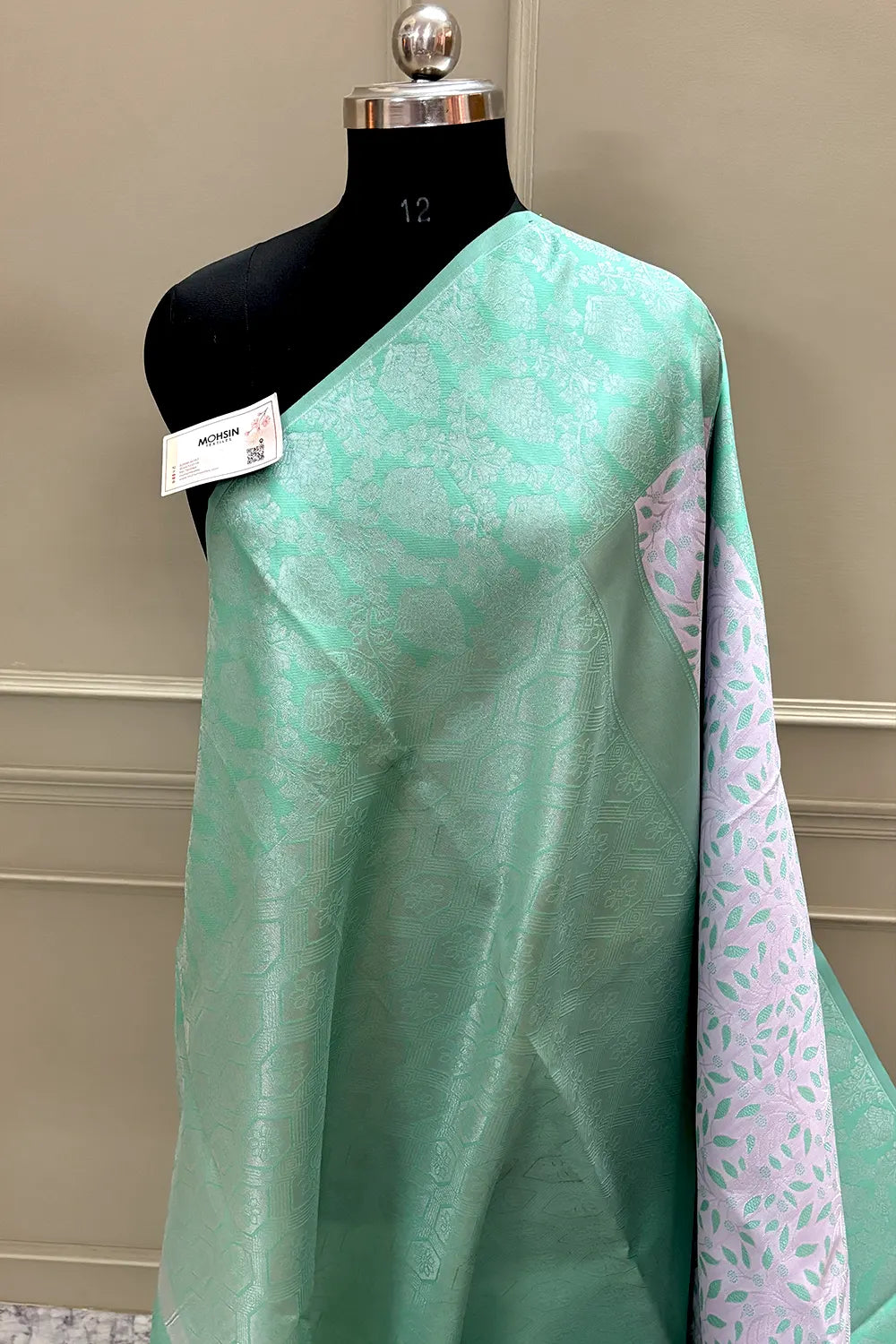 Mauve and Sea Green Resham Zari Banarasi Silk Saree