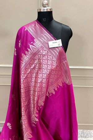 Pink Kalyug Satin Silk Banarasi Saree