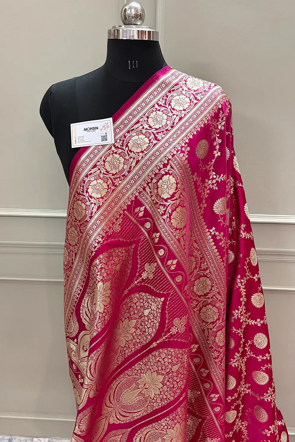 Pink Pankhuri Jaal Katan Silk Banarasi Saree