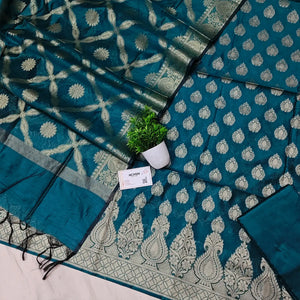 Teal Kalgha Buti Banarasi Silk Suit