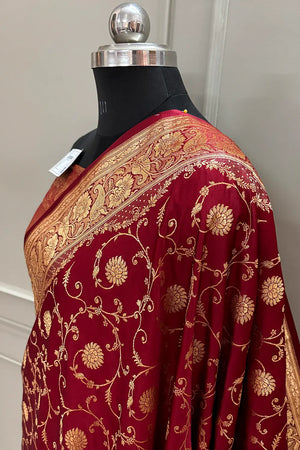 Maroon Murerwa Daal Katan Silk Banarasi Saree
