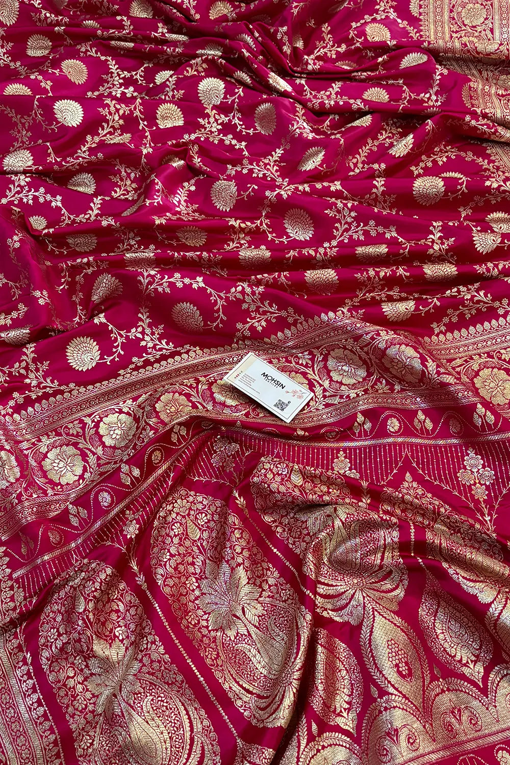 Pink Pankhuri Jaal Katan Silk Banarasi Saree