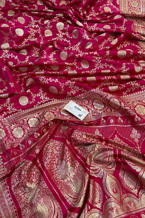 Pink Pankhuri Jaal Katan Silk Banarasi Saree