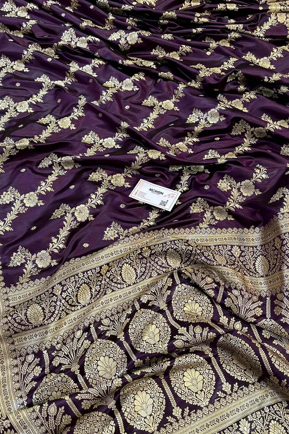 Purple Papakipari Katan Silk Banarasi Saree
