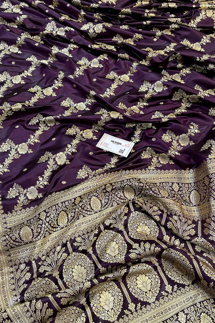 Purple Papakipari Katan Silk Banarasi Saree