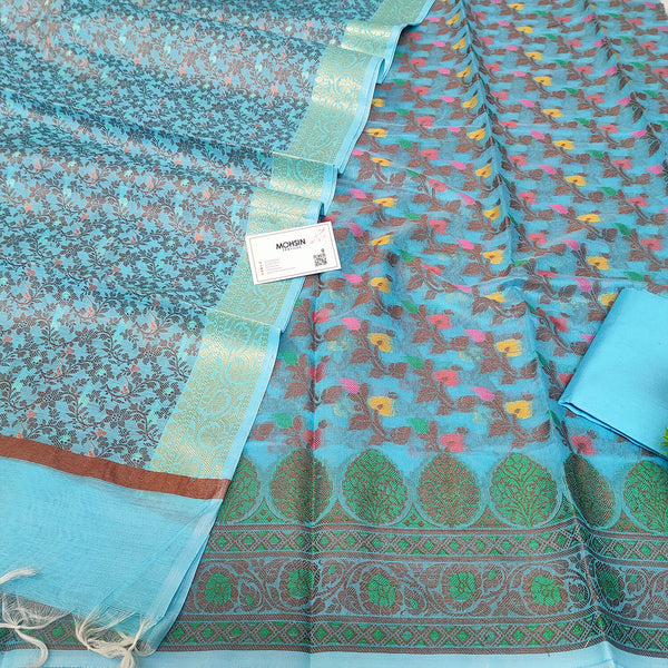 Firozi Resham Zari Banarasi Silk Salwar Suit