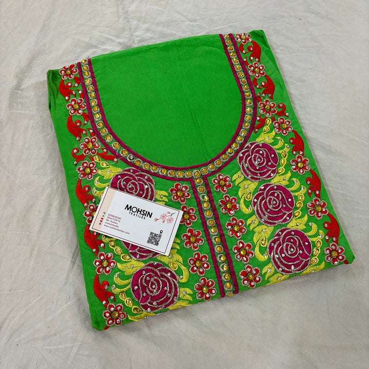 Green Chikankari Chanderi Silk Salwar Suit