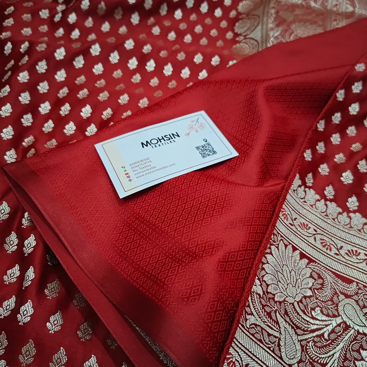 Maroon Golden Zari Katan Silk Banarasi Saree