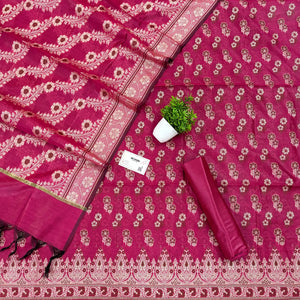 Pink Fan Flower Banarasi Silk Suit