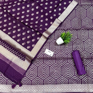 Purple Chalava Organza Silk Banarasi Suit
