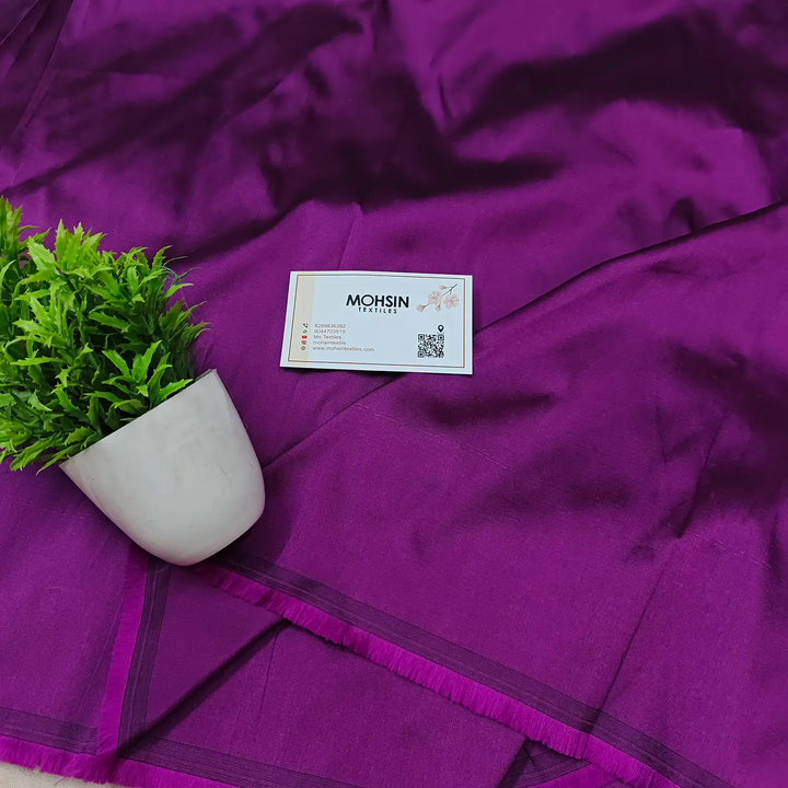 Purple Plain Satin Silk Banarasi Fabric