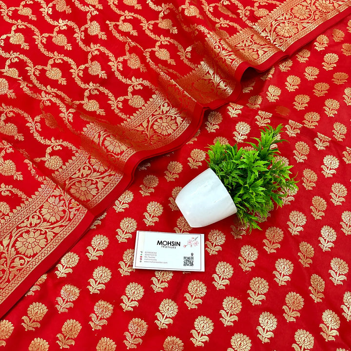 Red Sunflower Katan Silk Banarasi Suit