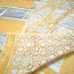 Yellow 24 Kalli Organza Silk Banarasi Lahenga