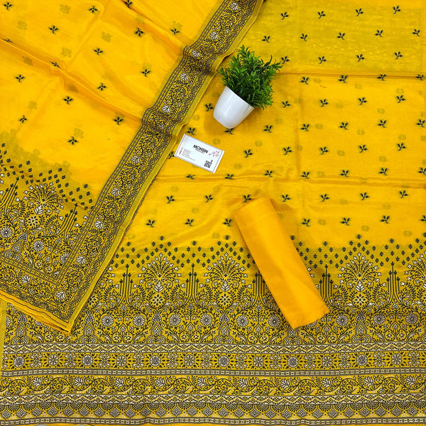 Yellow Jhilmila Taj Dola Silk Banarasi Suit