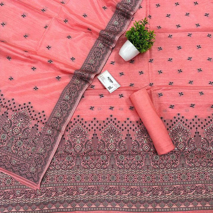 Dark Peach Jhilmila Taj Dola Silk Banarasi Suit