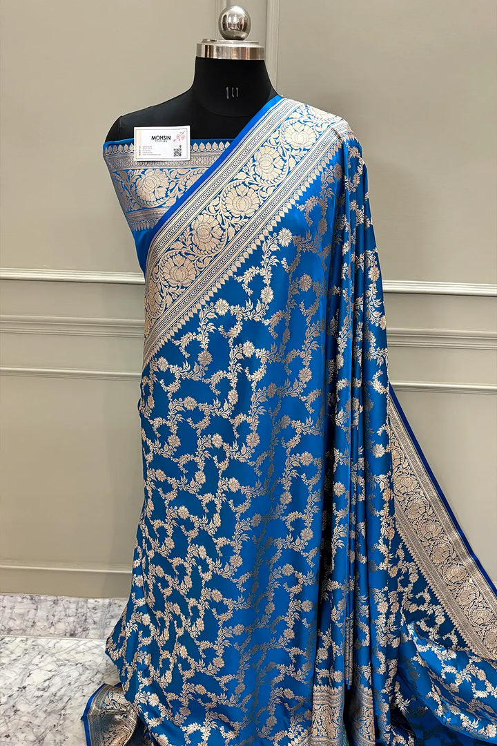 Firozi Moglai Jaal Katan Silk Banarasi Saree