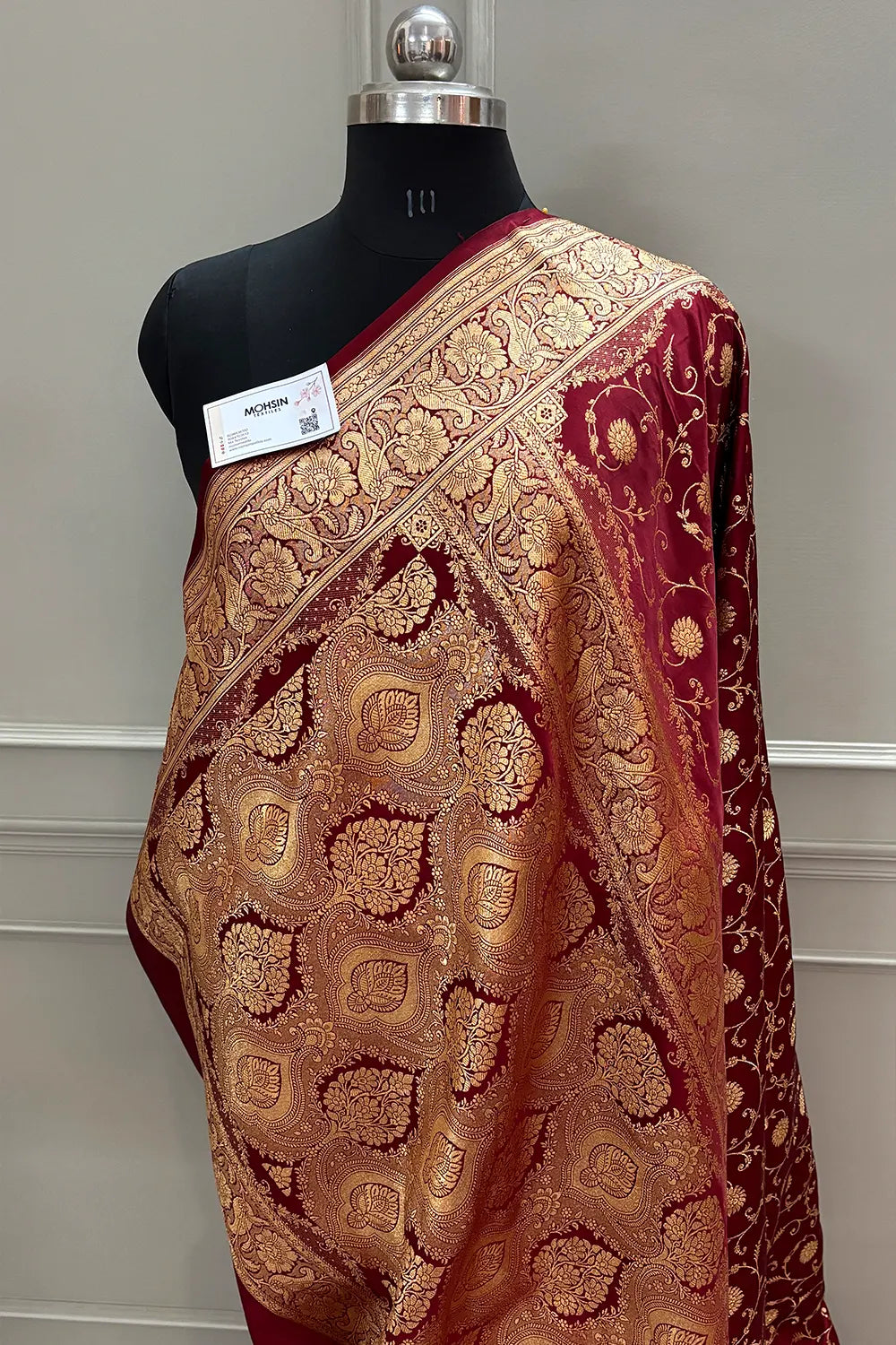 Maroon Murerwa Daal Katan Silk Banarasi Saree